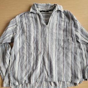 Point X Blue and White Striped Shirt Medium